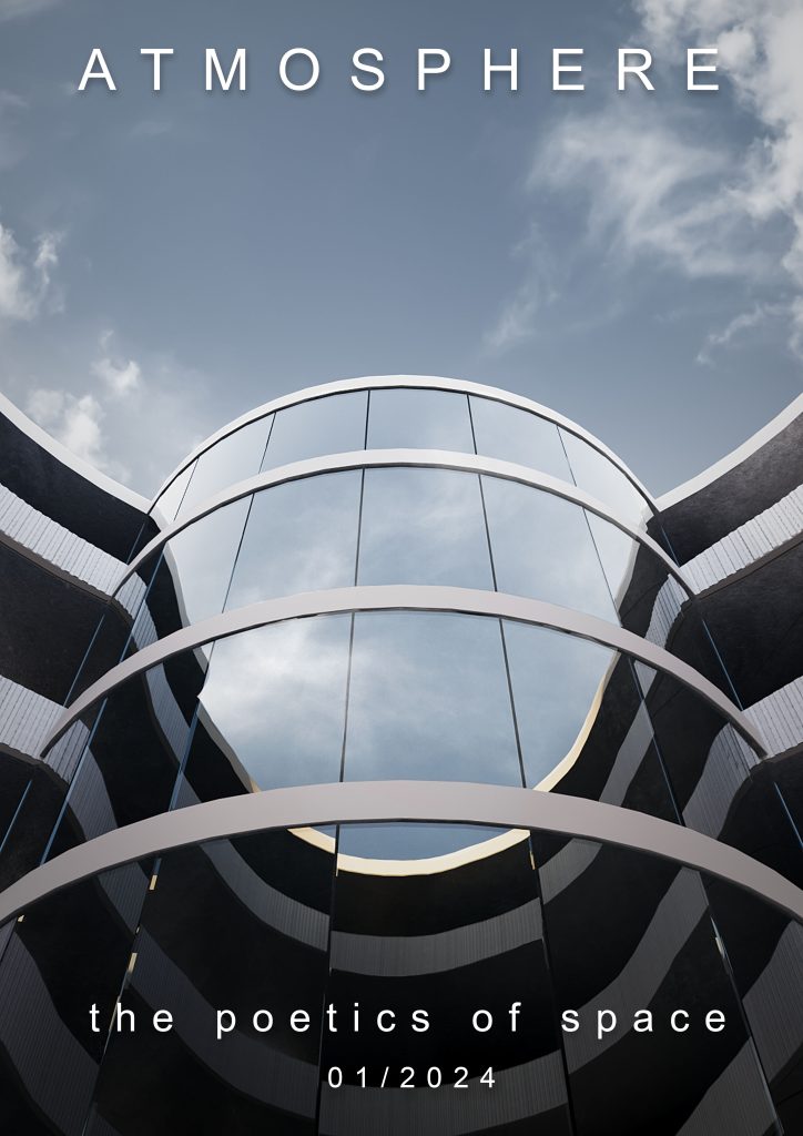 Atmosphere poster - 3D architecture visualization with a view to the sky. Atmosphere The Poetics of Space, a 3D model by Kerstin Nilsson